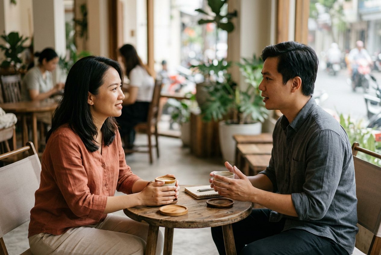 Minh họa nghệ thuật lắng nghe và giao tiếp chân thành trong Đắc Nhân Tâm